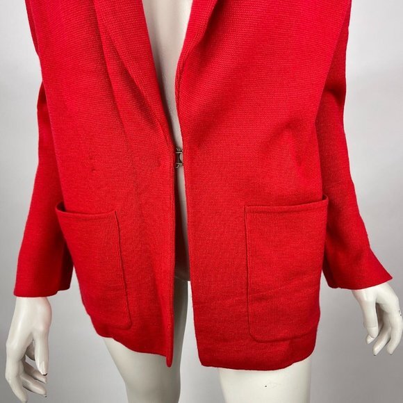 Anthropologie HWR Monogram Owen Red Long‎ Cardigan Wool Button-up Sweater Women - Picture 6 of 14